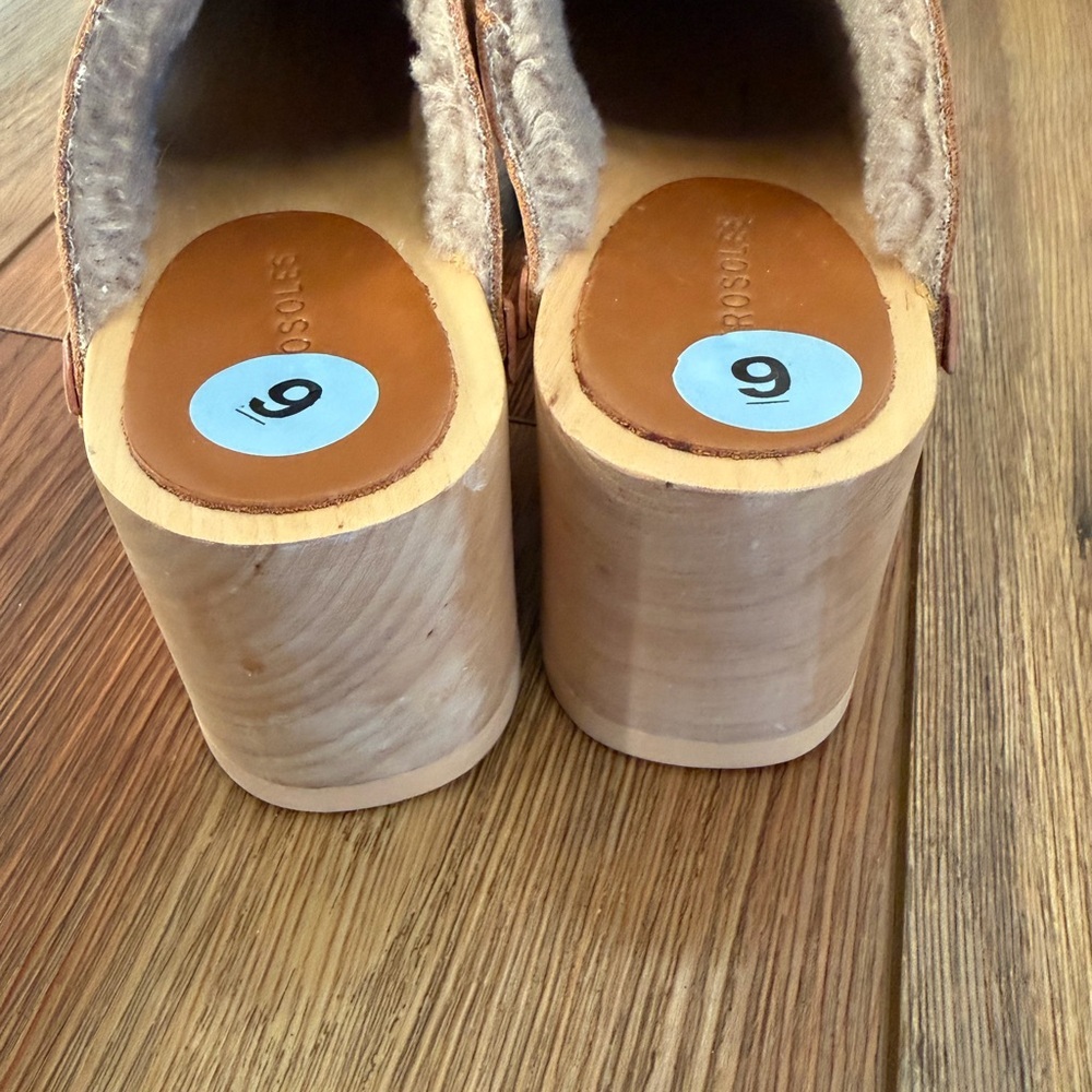 NEW Aerosoles Pedro Clog, wooden studded and fur‎ lined Women’s Size 9 - Picture 6 of 8